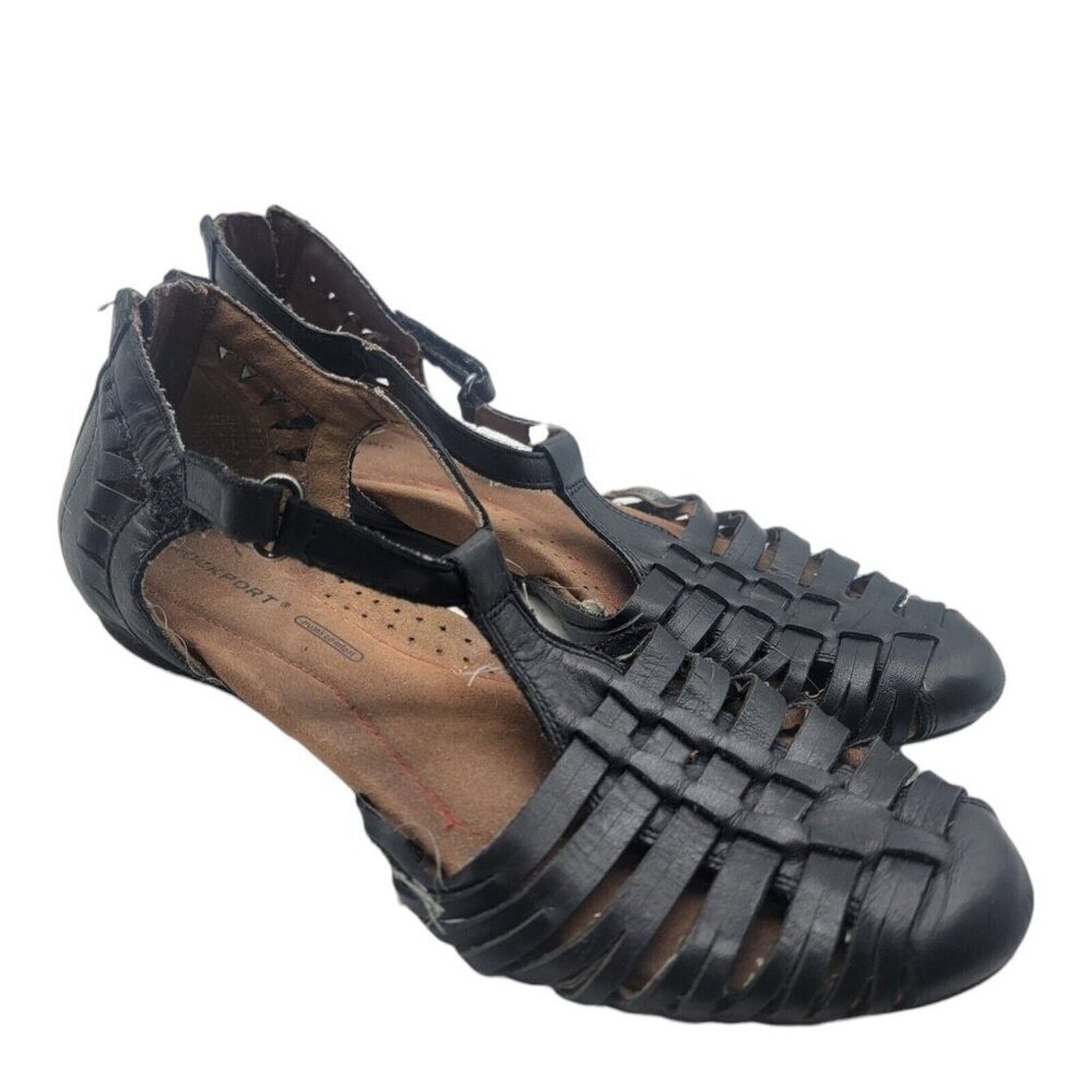 Rockport Shoes Women Size 7.5 Black Cobb Hill Inglewood Huarache Sandal Vacation